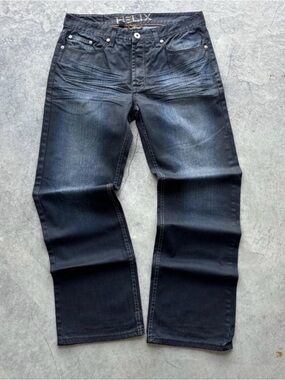 Helix Men's Black Washed Bootcut Jeans